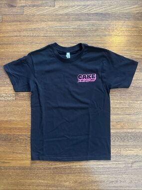 Cake Black Short Sleeve Tee with Pink Logo